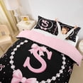 thumbnail image 2 of Manfei Kawaii Bow Personalized Initial S Duvet Cover Set for Girls,Cartoon Pearl Bowknot Alphabet Bedding Full for Kids Teens,Pink Reversible,Ultra Soft Home Decor,3-Piece,No Comforter, 2 of 6
