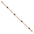 thumbnail image 3 of Gem Stone King 18K Rose Gold Plated Silver Sky Blue Aquamarine and Black Onyx and Lab Grown Diamond Bracelet for Women | 3.61 Cttw | Gemstone March Birthstone | Oval 6X4MM | Length 7.25 inches, 3 of 6