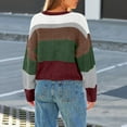 thumbnail image 5 of Women's Color Block Cropped Sweaters Winter Trendy Casual Going Out Striped Pullover Tops for Fall and Winter, Stylish and Comfortable, Perfect for Fashionable Wear,Coffee,Size L, 5 of 5