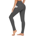 thumbnail image 4 of YFNNUP High Waisted Leggings for Women with Pockets, Comfortable Stretchy Yoga Pants Tummy Control Workout Leggings Dark Gray,S, 4 of 5