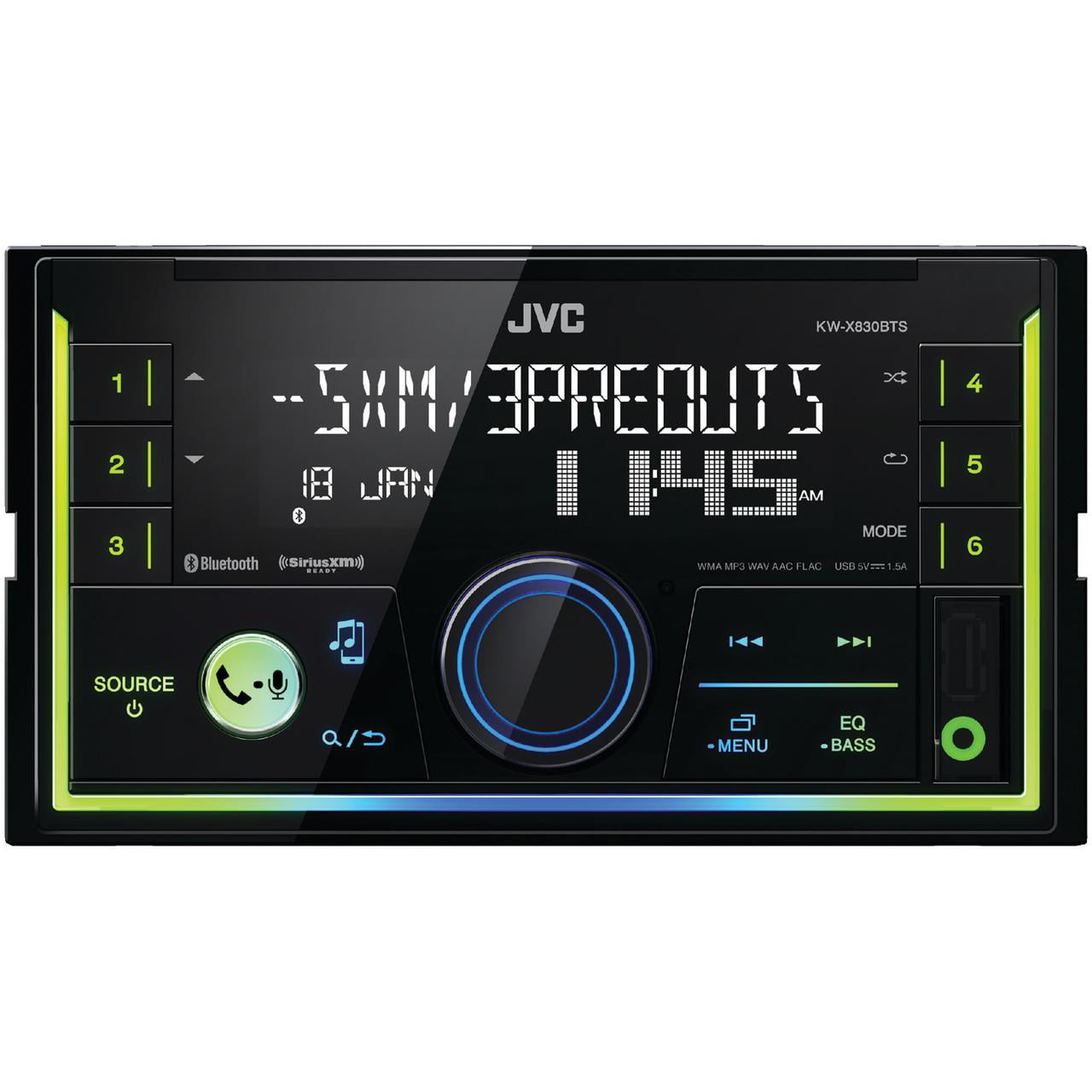 JVC KW-X830BT Mechless Double Din Bluetooth USB MP3 AUX iPhone Car Stereo Player 