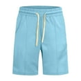 thumbnail image 5 of Fashion YLSDY Mens Shorts Casual Lightweight Elastic Waist Solid Color Beach Pants Summer Lounge Sports Shorts with Pockets Light Blue XL, 5 of 7