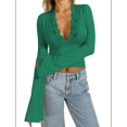 thumbnail image 2 of Blusas de Encaje con Cuello en V y Larga para Salir para Mujer Verde L, 2 of 9