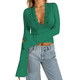 thumbnail image 2 of Blusas de Encaje con Cuello en V y Larga para Salir para Mujer Verde L, 2 of 9