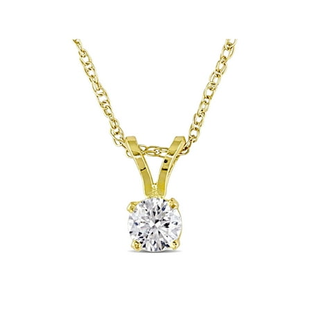 Miabella 1/4 Carat Diamond 14kt Yellow Gold Solitaire Pendant