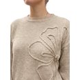 thumbnail image 5 of INSPIRE CHIC Women's 3D Floral Dropped Shoulders Knit Top Ribbed Crew Neck Long Sleeve Small Dark Khaki, 5 of 6