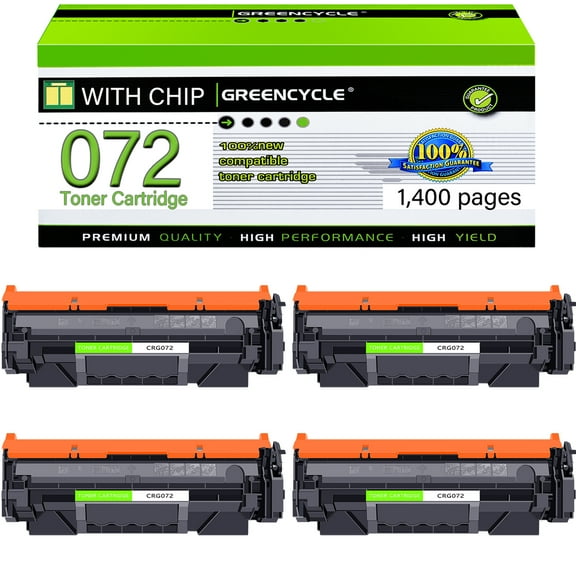 GREENCYCLE 4 Pack Compatible for Canon 072 CRG072 CRG-072 Black Toner Cartridge Replacement with imageCLASS MF284dw MF287dw MF280 LBP170 LBP172dw MF289dw Printer