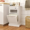 thumbnail image 2 of VECELO 10-13 Gallon Tilt Out Trash Can Cabinet, Wooden Hidden Garbage Recycling Station with Flip Door, Negative Ion-Deodorizing Function, White, 2 of 7