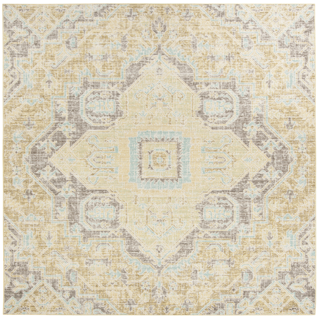 SAFAVIEH Windsor Daquan Traditional Area Rug, Light Grey/Lime, 9' x 13'