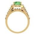 thumbnail image 4 of 2.32 ct Brilliant Round Cut Green Zircon 18K Yellow Gold Halo Solitaire with Accents Engagement Bridal Wedding Ring Band Set size 5.25, 4 of 7