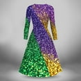 thumbnail image 3 of Jjayotai Mardi Gras Costume Dress, Women Carnival Long Sleeve Dresses, Purple Gold Green Stripe Print Outfits, Suit for Cocktail Party Multicolor L, 3 of 4