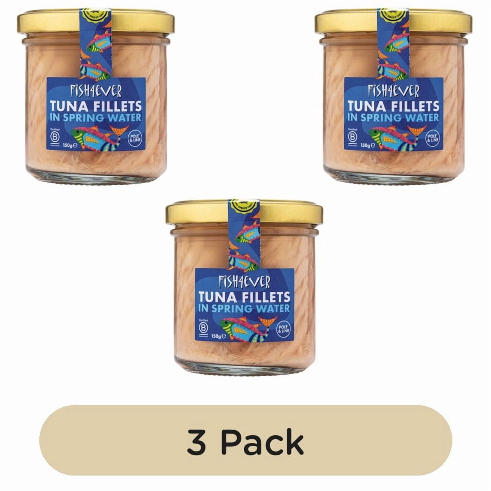 Fish 4 Ever Azores Tuna Fillets in Spring Water 150g, British Import (Pack of 3)