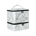 thumbnail image 2 of Vaveren Nail Polish Organizer Bag Nail Supply Organizer Double Layer for Nail Polish white marble, 2 of 8