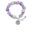 thumbnail image 2 of Delight Jewelry Silvertone Owl - Round Seal Purple Butterfly Bead Charm Bracelet, 7"+1" Extender, 2 of 5