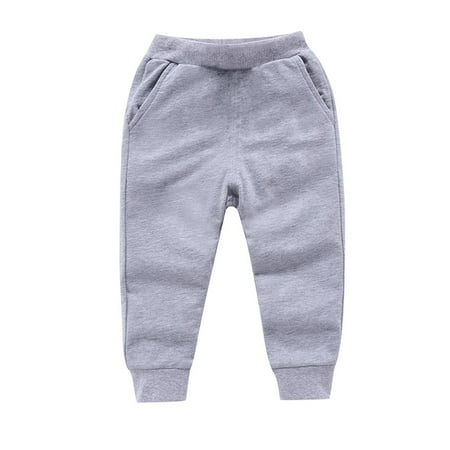 Babcutegg Boys Pants Soild Color Side Pockets Jogger Pants Toddler Boys Outwear Gray