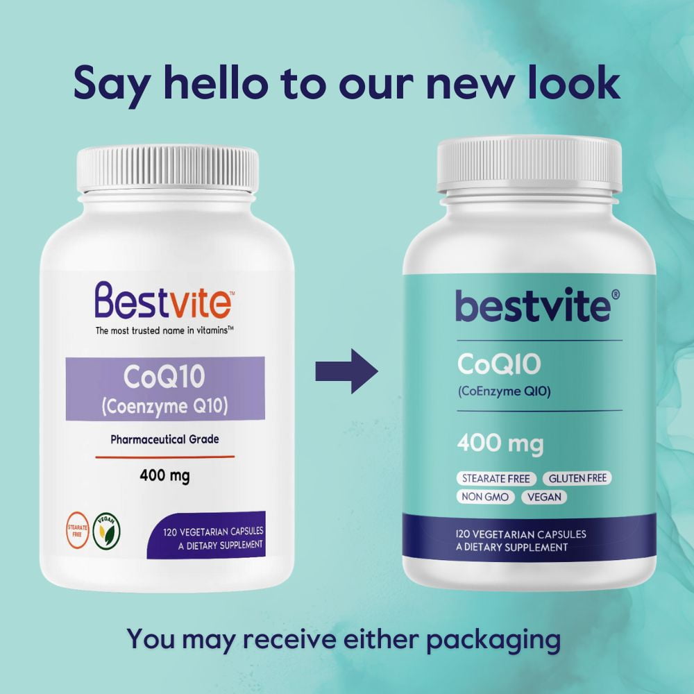 Coenzyme CoQ10 400mg (240 Vegetarian Capsules) (2-Pack) Naturally Fermented - No Stearates -  Vegan - Non GMO - Gluten Free
