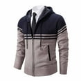 thumbnail image 3 of Generic Men's Cardigan Sweaters Fleece Thicken Warm Cardigan Top Knit Stand Collar Zipper Outerwear Trendy Color Block Jacket, 3 of 7