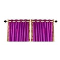 thumbnail image 4 of Lined Ring Top Sari Curtains 80"W X 120"L matching tiebacks- Handcrafted Violet Red Indian Drapes with Lining, Offering Privacy and Insulation for Living Room/Bedroom/Dining Room, Sold in Pairs, 4 of 6