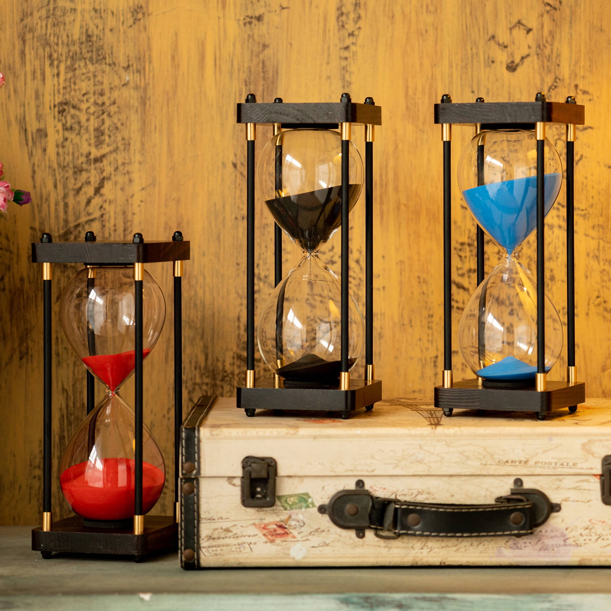 Vintage Hourglass Sand Timer,U Type Metal 60 Minute Visual Timer with Purpl Wooden Brass Sand Timer Antique Sandglass Sand Clock For Home Decor \u0026 Gift  Item | eBay