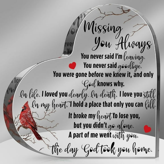 Sympathy Gift Red Cardinal Gifts Decor Bereavement Gift Crystal Acrylic Memorial Gift Condolence Gift for Loss of Loved One Table Centerpieces Remembrance Decor (Missing You)