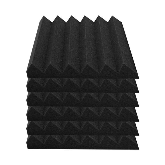 KFFKFF Acoustic Foam Panels, Set of 36, 12 x 12 x 2 inches, Dense Soundproof Wall Panels, Flame-Resistant Sound Absorbing Panels for Studio Walls and Ceilings, Black