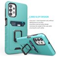 thumbnail image 6 of TJS Phone Case for Samsung Galaxy A32 5G, with [Tempered Glass Screen Protector] Impact Resistant Metal Ring Magnetic Support Kickstand Card Slot Cover (Teal), 6 of 8