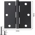 thumbnail image 6 of 12 Pack Square Door Hinges Black Matte 3.5 inch x 3.5" Matte Black Interior Door Hinge TDCHINGES, 6 of 6