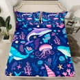 thumbnail image 2 of Erosebridal Whale Jellyfish Sheet Set Twin,Marine Animal Bedding Sets Twin Size,Super Cozy Bed Sheets Twin,Ocean Theme Decoration,3pcs, 2 of 7