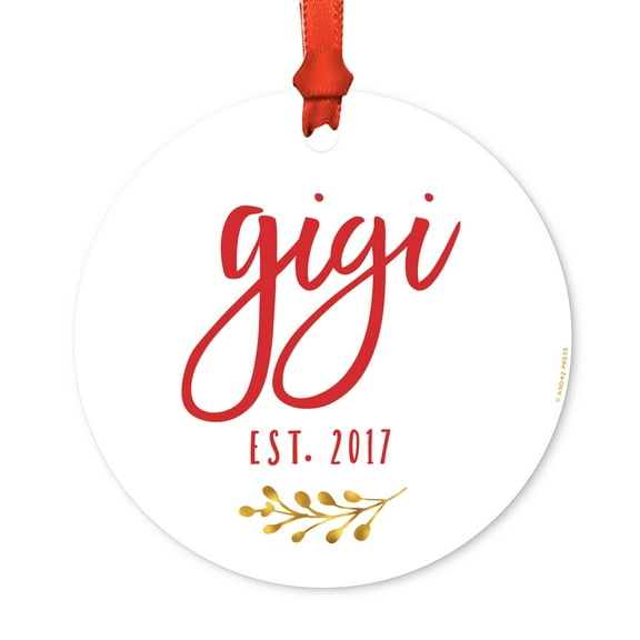 Family Metal Christmas Ornament, Gigi Est. 2017, Includes Ribbon and Gift Bag