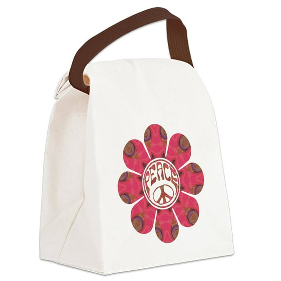 CafePress - Peace Flower Affection - Canvas Lunch Bag with Strap Handle