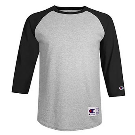 Men's Raglan Baseball T-Shirt, Oxford Grey/Black -