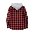 thumbnail image 3 of Men's Plaid Long Sleeve Shirt Men's Pocket Button Hooded Sweatshirt L, 3 of 3