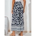 thumbnail image 5 of Women'S Wide Leg Palazzo Pants Elastic High Waisted Casual Flowy Beach Pants with Pockets Navy Blue L, 5 of 6