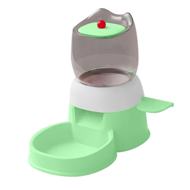 Comedero automático para mascotas, comedero automático para mascotas, presione para alimentar comida para gatos con ventana visible verde