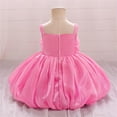 thumbnail image 5 of Moocorvic Baby Girls Sleeveless Dress, Summer Pure Color Off Shoulder Tulle Baptism Gown with Big Bow, Flower Girl Party Outfit 6-9 Months,Hot Pink, 5 of 9