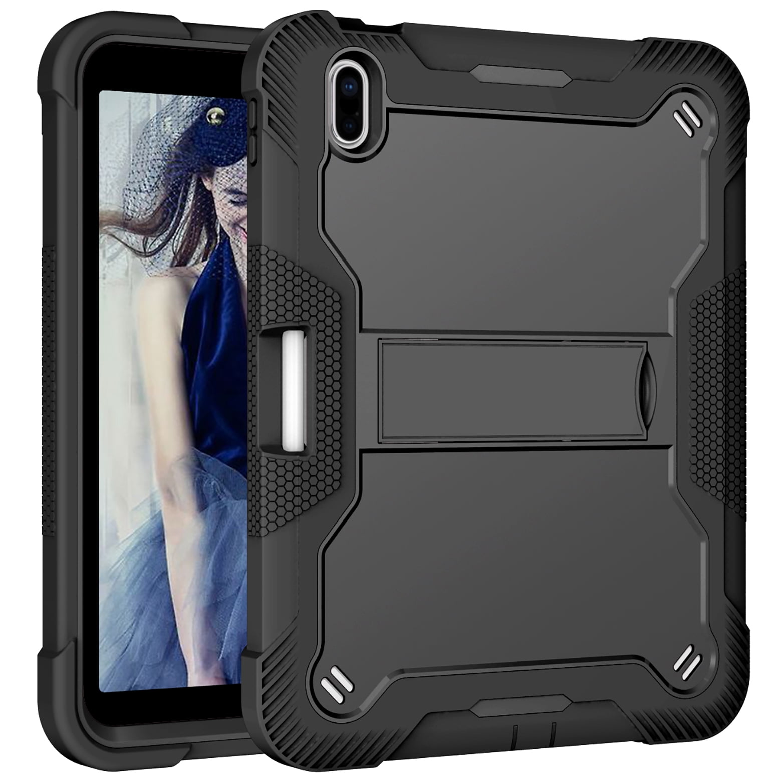 Feishell Case for Apple iPad 10th Generation 10.9 inch (2022),Three Layer Protection Shockproof Hybrid Armor Heavy Duty Rugged Kickstand Protective Cover with Built-in Pencil Holder,Black