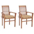 thumbnail image 1 of vidaXL Dining Chairs 2 pcs with Beige Cushions Solid Teak Wood, 1 of 5