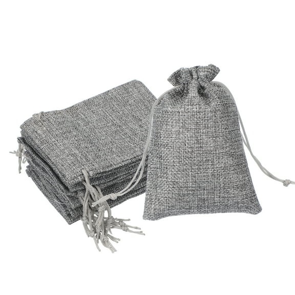 4x5.5 Inch Burlap Bags with Drawstring, 50 Pcs Linen Favor Gift Bags Reusable Jewelry Pouch Sacks for Party Christmas Festival, Gray