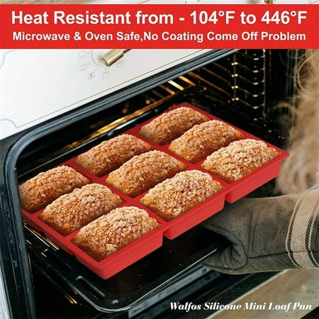 

XIAOGZAHUOP Perfect for Birthdays BPA Free Heat Resistant WALFOS Silicone Rectangle Shaped 9 Piece Mini Loaf Pan - Ideal for Baking Bread Cakes & Soap Microwave & Oven Safe