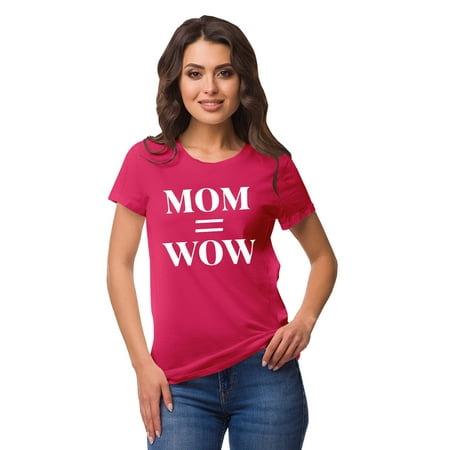 Inkmeso Crew Neck Mom Wow Graphic Tshirt Short Sleeve Women Cotton Tee Casual