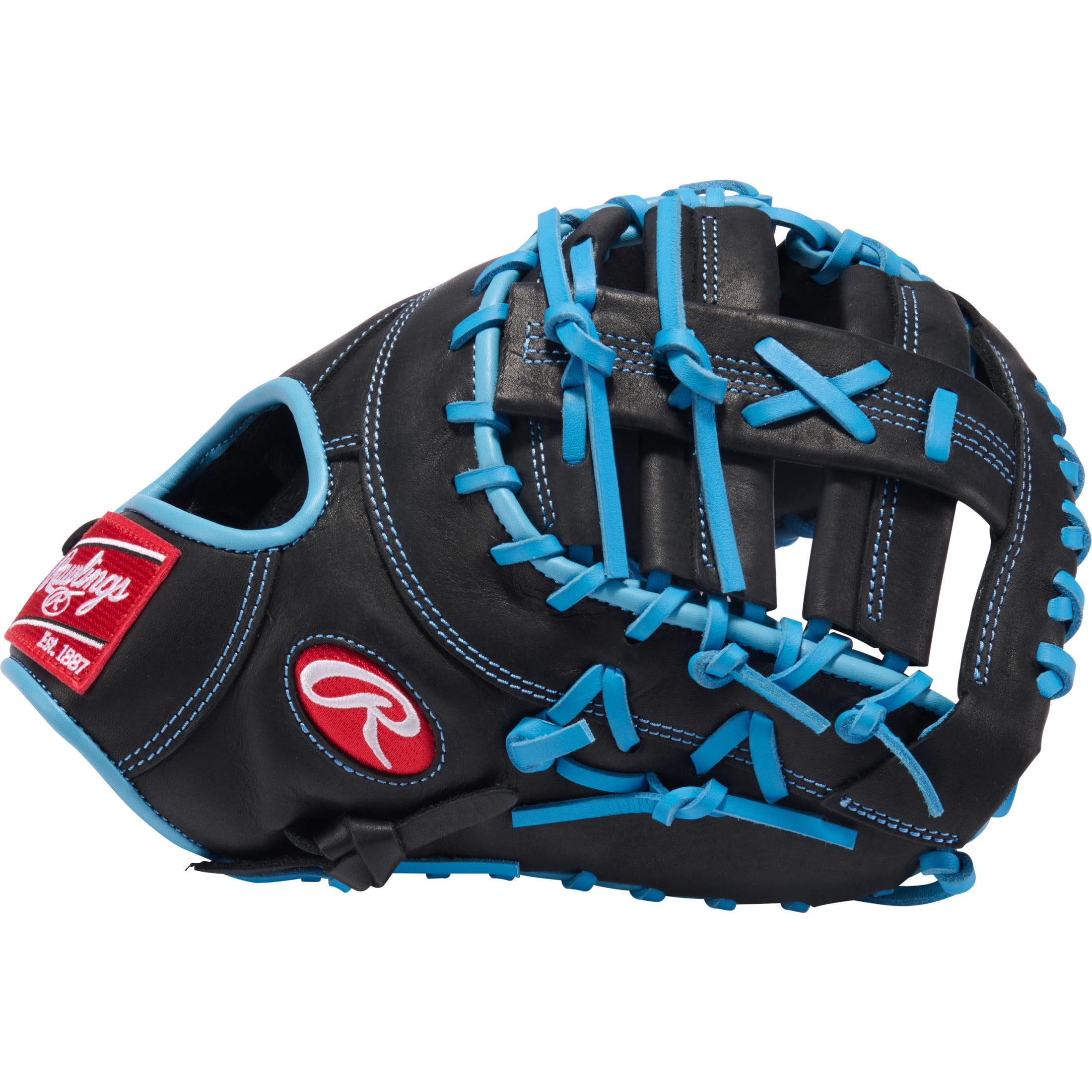 Rawlings R9 13-Inch First Base Mitt | DCT Pattern | RHT/LHT | Black/Columbia Blue