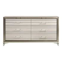 Pemberly Row Modern / Contemporary Zebra White Wood 6-Drawer Dresser