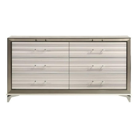 Pemberly Row Modern / Contemporary Zebra White Wood 6-Drawer Dresser