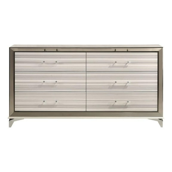 Pemberly Row Modern / Contemporary Zebra White Wood 6-Drawer Dresser