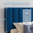 thumbnail image 3 of Velvet Upholstered Bed Frame with Adjustable Tufted Headboard, Platform Design, No Box Spring Required, Easy to Assemble, 3 of 8