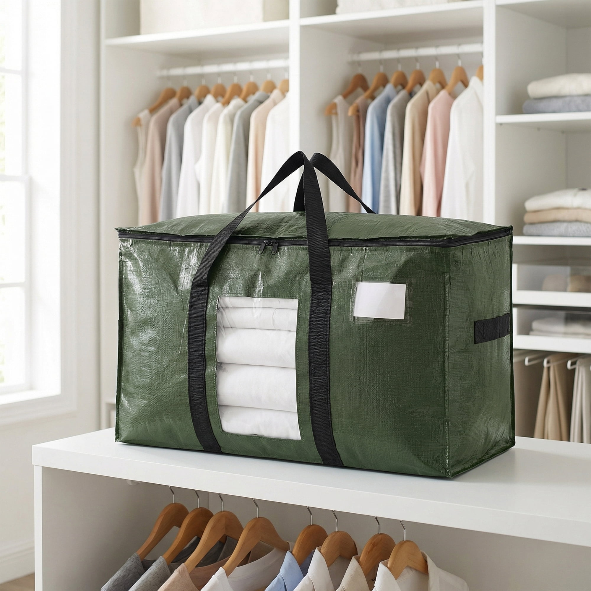 Unique Bargains Storage Bags for and Closet with Handles Green 27.56"x13.78"x16.54"