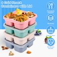 thumbnail image 3 of 4 Pack Kids Snack Containers Including Lid 4 Compartment Bento Snack Box Stackable Snack Container 4 Colors Bento Food Box Set A, 3 of 5