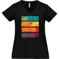 thumbnail image 3 of Inktastic Eat Sleep Soccer Repeat Women's Plus Size V-Neck T-Shirt, 3 of 5