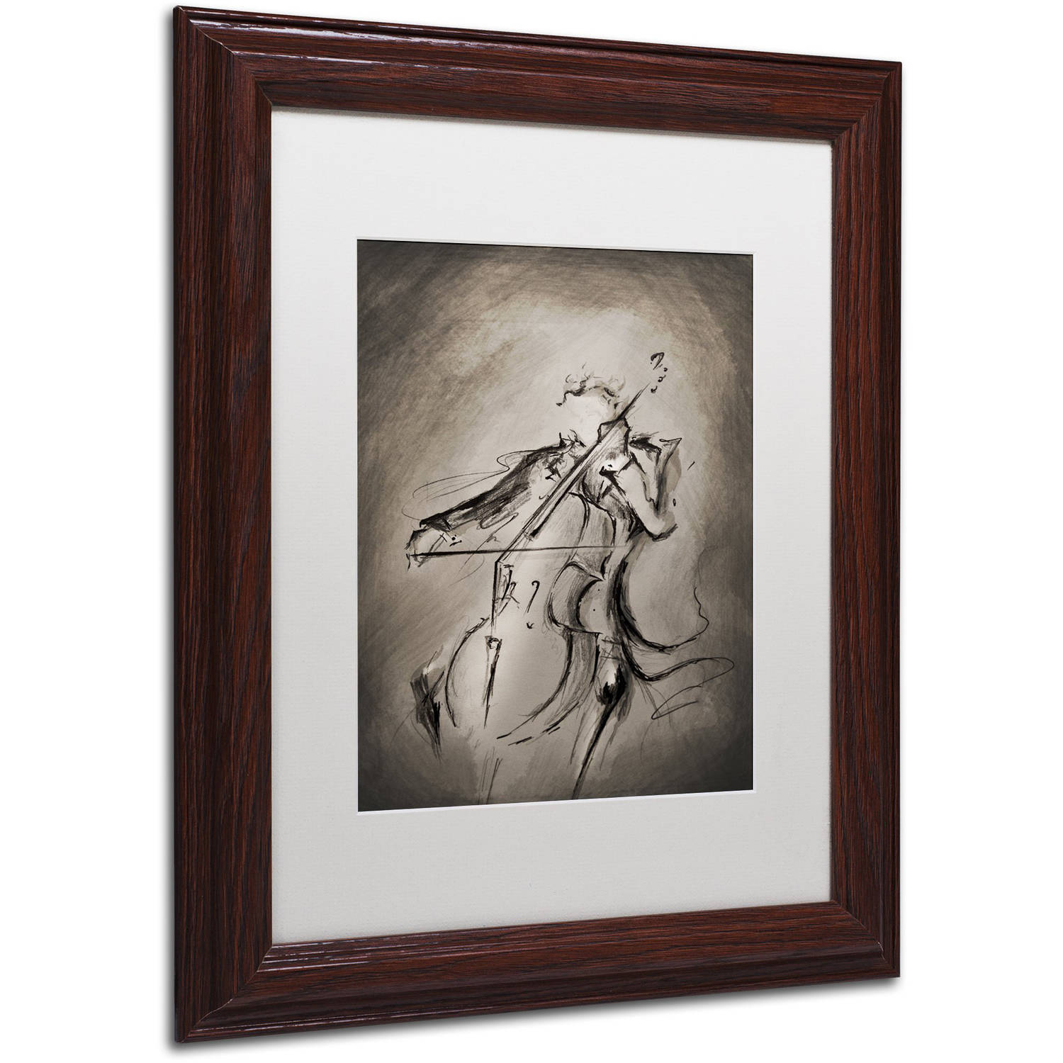 Trademark Fine Art 'The Cellist' Canvas Art by Marc Allante, White Matte, Wood Frame