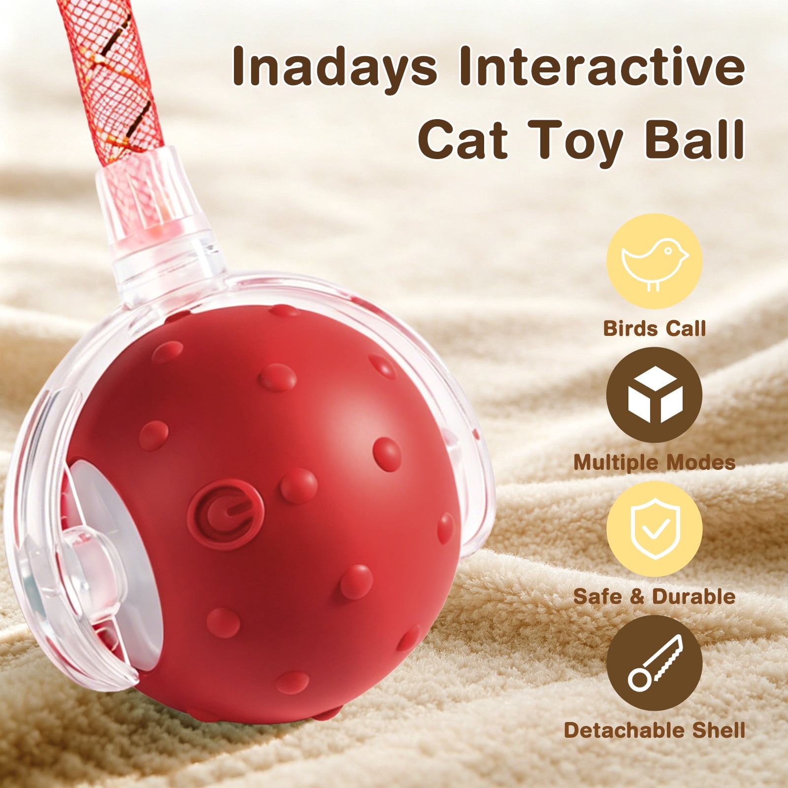 Risehigh Cat Toys for Indoor Cat Toy Smart Interactive Cat Toy Ball Rechargeable